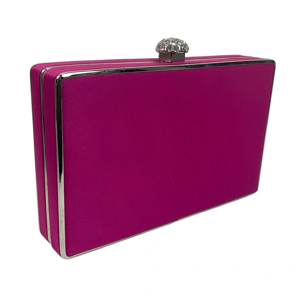Lula Townsend Fuchsia Box Handbag with Rhinestone Closure - Picture 4 of 12